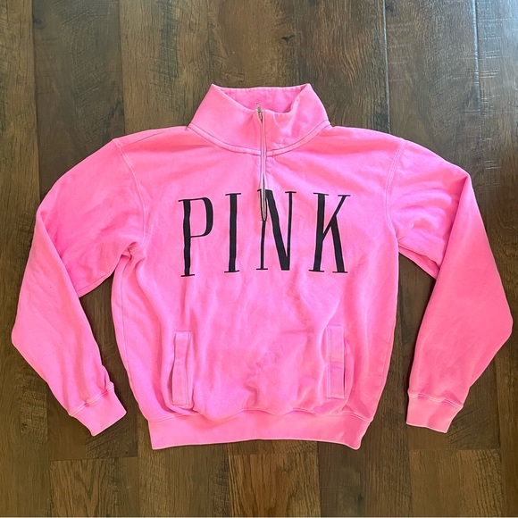 PINK VICTORIA’S SECRET zip neck sweatshirt, size XS - Picture 2 of 12